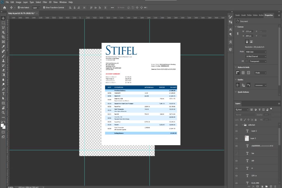 Modèle Word et PDF de déclaration ferme de Stifel Financial Bank template